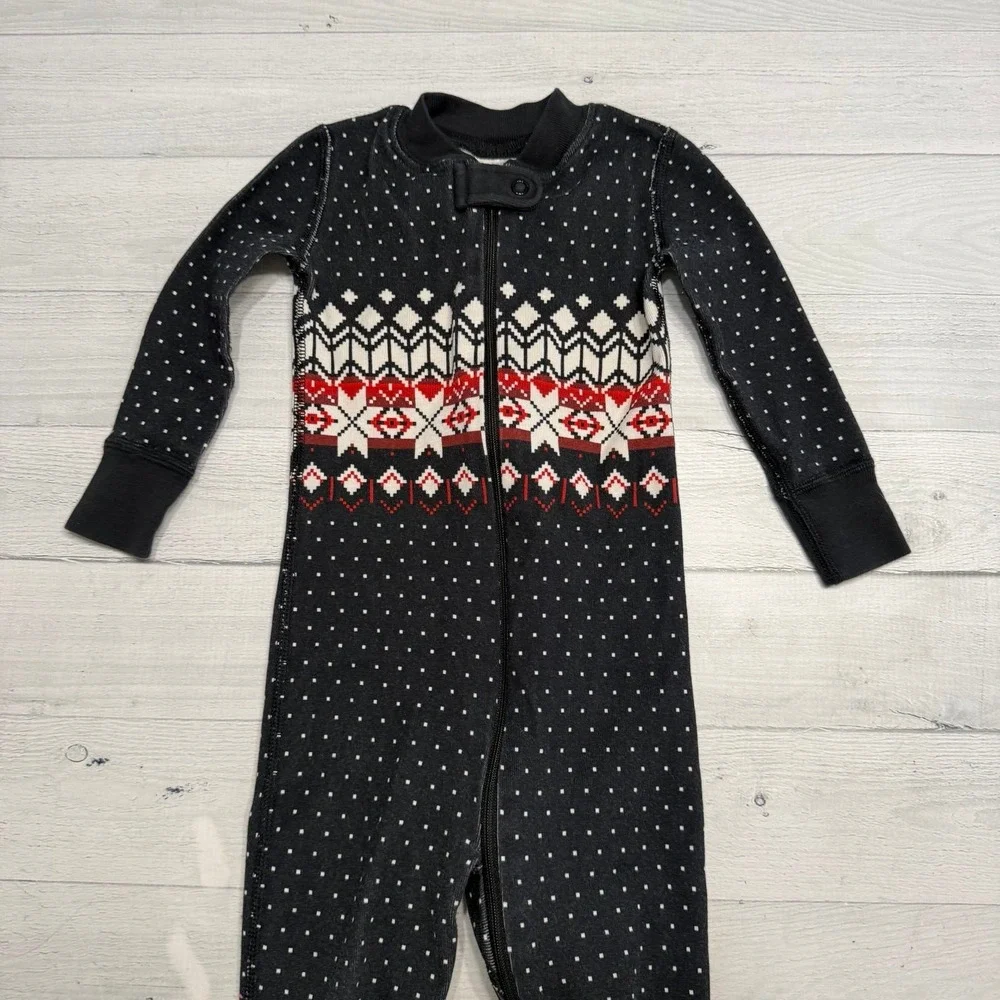 Hanna Andersson bay fair isle footless‎ pajamas one piece size 75 12-18 months